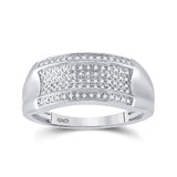 10kt White Gold Mens Round Diamond Band Ring 1/6 Cttw