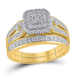 10kt Yellow Gold His Hers Round Diamond Matching Wedding Set 1-1/5 Cttw