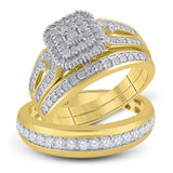 10kt Yellow Gold His Hers Round Diamond Matching Wedding Set 1-1/5 Cttw