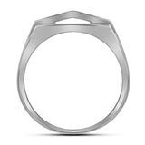 10kt White Gold Mens Round Diamond Symmetrical Arched Cluster Ring 1/3 Cttw