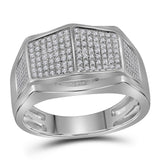 10kt White Gold Mens Round Diamond Symmetrical Arched Cluster Ring 1/3 Cttw