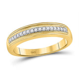 10kt Yellow Gold His Hers Round Diamond Cluster Matching Wedding Set 1/2 Cttw