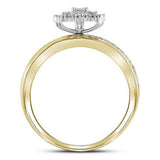 10kt Yellow Gold His Hers Round Diamond Cluster Matching Wedding Set 1/2 Cttw