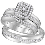 10kt White Gold His Hers Round Diamond Square Matching Wedding Set 1/2 Cttw