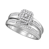 10kt White Gold His Hers Round Diamond Solitaire Matching Wedding Set 1/3 Cttw