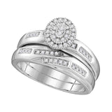 10kt White Gold His Hers Round Diamond Cluster Matching Wedding Set 1/3 Cttw