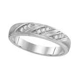 10kt White Gold His Hers Princess Diamond Cluster Matching Wedding Set 3/8 Cttw