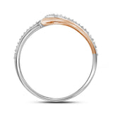 10kt Two-tone Gold Womens Round Diamond Swirl Fashion Ring 1/10 Cttw