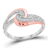 10kt Two-tone Gold Womens Round Diamond Swirl Fashion Ring 1/10 Cttw