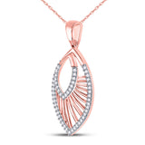 10kt Rose Gold Womens Round Diamond Modern Geometric Fashion Pendant 1/6 Cttw