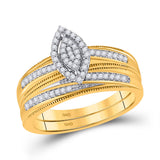 10kt Yellow Gold His Hers Round Diamond Cluster Matching Wedding Set 1/4 Cttw