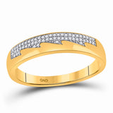 10kt Yellow Gold His Hers Round Diamond Cluster Matching Wedding Set 1/3 Cttw