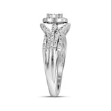 10kt White Gold Round Diamond Cluster Bridal Wedding Engagement Ring 1/3 Cttw