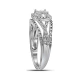 10kt White Gold Womens Round Diamond Square Cluster Ring 1/3 Cttw