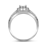 10kt White Gold Womens Round Diamond Square Cluster Ring 1/3 Cttw