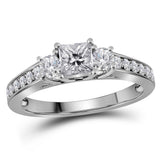 14kt White Gold Princess Diamond 3-stone Bridal Wedding Engagement Ring 1 Cttw
