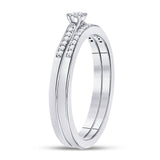 10kt White Gold Round Diamond Bridal Wedding Ring Band Set 1/8 Cttw