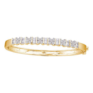 14kt Yellow Gold Womens Round Diamond Bangle Bracelet 2 Cttw