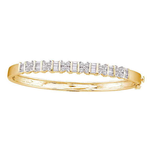 14kt Yellow Gold Womens Round Diamond Bangle Bracelet 2 Cttw