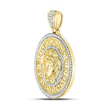 10kt Yellow Gold Mens Round Diamond Medusa Gorgon Charm Pendant 1-1/2 Cttw