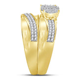 10kt Yellow Gold His Hers Round Diamond Cluster Matching Wedding Set 1/2 Cttw