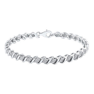 10kt White Gold Womens Round Diamond Tennis Bracelet 1/2 Cttw