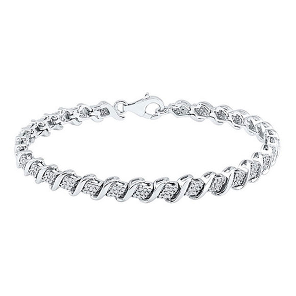 10kt White Gold Womens Round Diamond Tennis Bracelet 1/2 Cttw