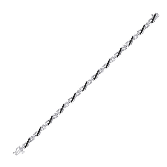10kt White Gold Womens Round Diamond Link Fashion Bracelet 1 Cttw
