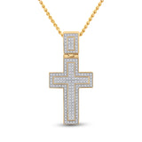 10kt Yellow Gold Mens Round Diamond Cross Charm Pendant 1/2 Cttw