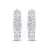 10kt White Gold Womens Round Diamond Hoop Earrings 1 Cttw