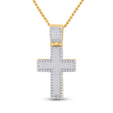 10kt Yellow Gold Mens Princess Diamond Cross Charm Pendant 1 Cttw