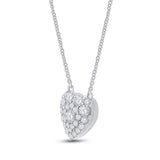 10kt White Gold Womens Round Diamond Heart Necklace 1/2 Cttw