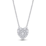 10kt White Gold Womens Round Diamond Heart Necklace 1/2 Cttw
