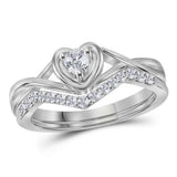 10kt White Gold Round Diamond Bridal Wedding Ring Band Set 1/4 Cttw