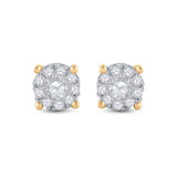 14kt Yellow Gold Womens Round Diamond Halo Earrings 3/4 Cttw