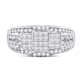 10kt White Gold Womens Princess Diamond Triple Cluster Ring 1 Cttw