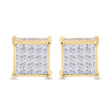 14kt Yellow Gold Womens Princess Diamond Square Earrings 3/4 Cttw