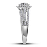10kt White Gold Round Diamond Cushion Bridal Wedding Engagement Ring 3/8 Cttw