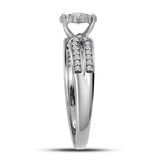 10kt White Gold Round Diamond Halo Bridal Wedding Engagement Ring 3/8 Cttw