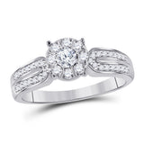 10kt White Gold Round Diamond Halo Bridal Wedding Engagement Ring 3/8 Cttw