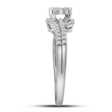 10kt White Gold Round Diamond Cluster Bridal Wedding Engagement Ring 1/3 Cttw