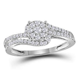 10kt White Gold Round Diamond Cluster Bridal Wedding Engagement Ring 1/3 Cttw