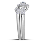 10kt White Gold Round Diamond Bridal Wedding Ring Band Set 3/4 Cttw