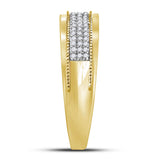 10kt Yellow Gold His Hers Round Diamond Cluster Matching Wedding Set 1/2 Cttw