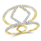 10kt Yellow Gold Womens Round Diamond Negative Space Band Ring 1/4 Cttw
