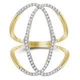 10kt Yellow Gold Womens Round Diamond Negative Space Band Ring 1/3 Cttw