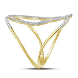 10kt Yellow Gold Womens Round Diamond Negative Space Band Ring 1/3 Cttw