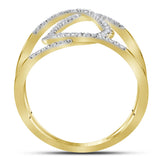 10kt Yellow Gold Womens Round Diamond Negative Space Band Ring 1/3 Cttw