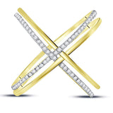 10kt Yellow Gold Womens Round Diamond Crossover Band Ring 1/3 Cttw