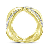 10kt Yellow Gold Womens Round Diamond Crossover Band Ring 1/3 Cttw